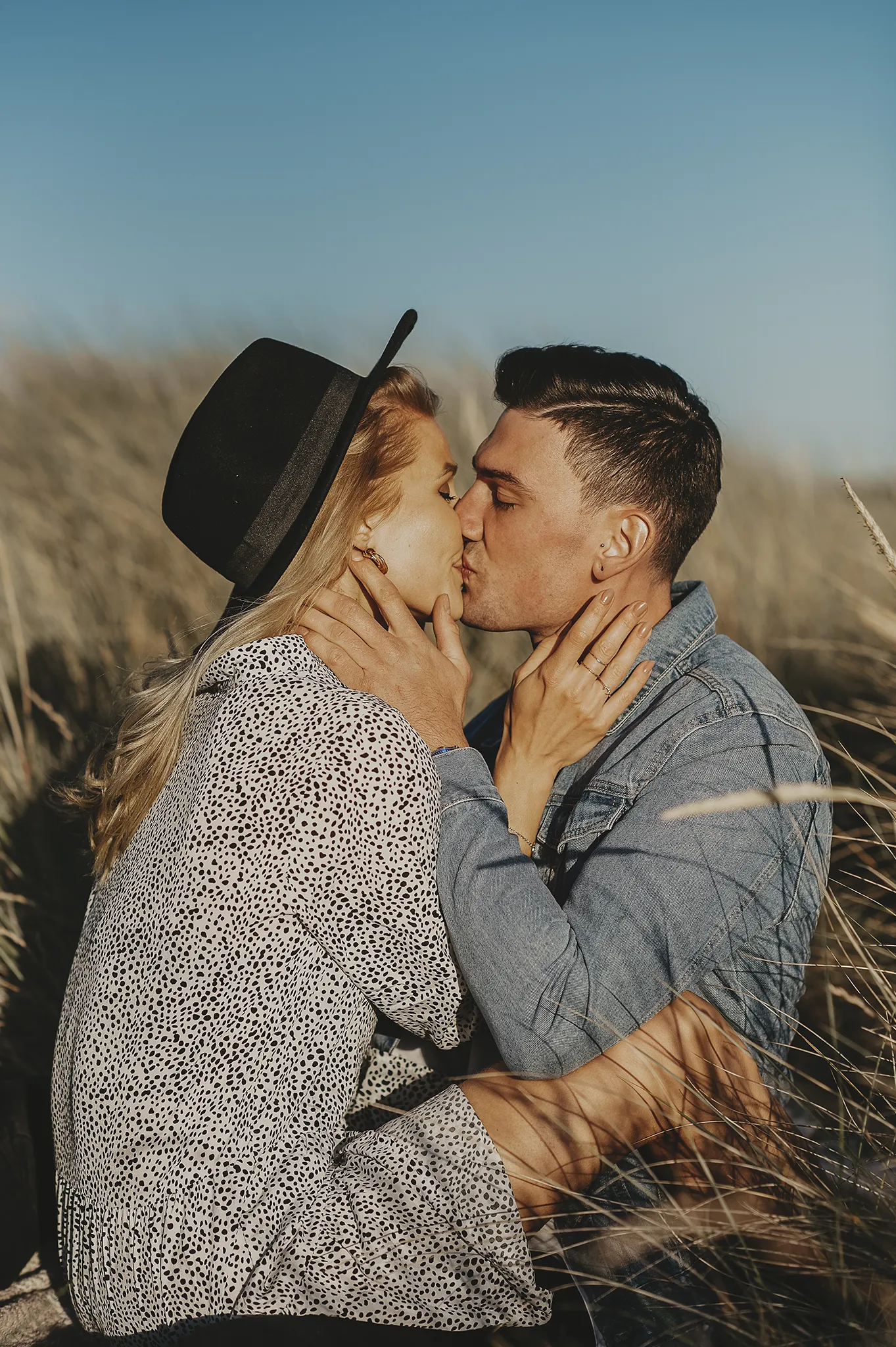 Future bride and groom during engagement photoshoot
