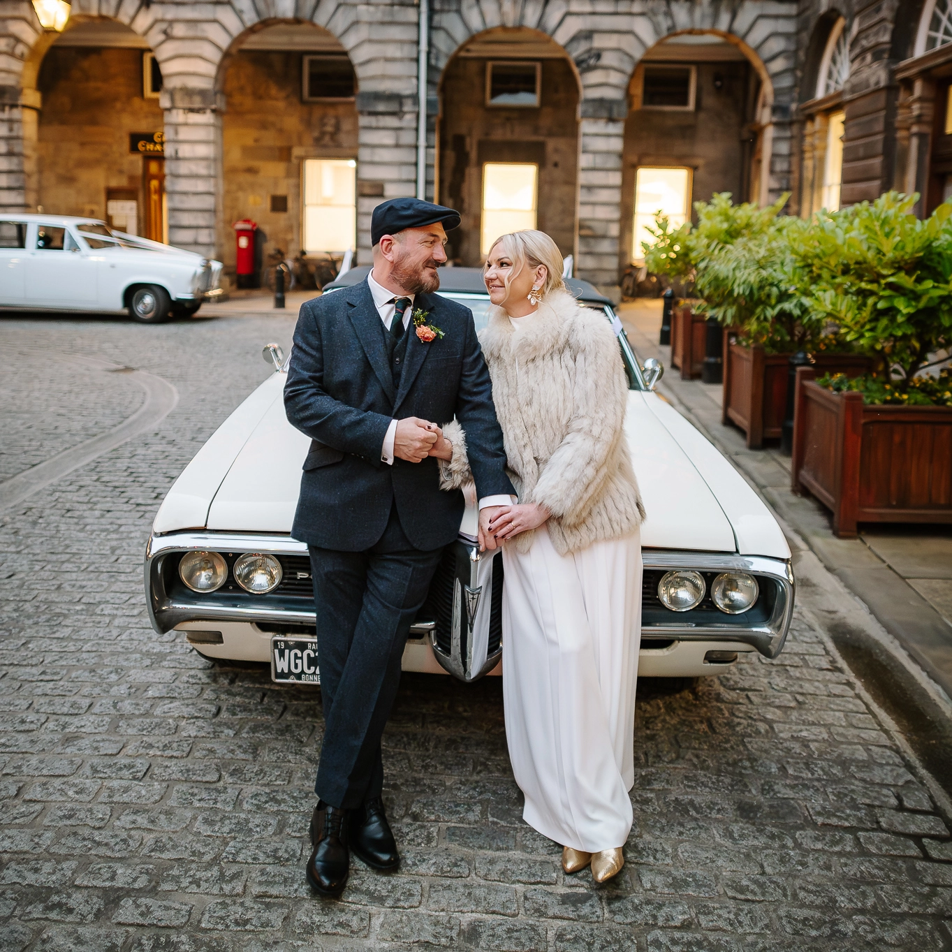 Romantic moment after the wedding ceremony 