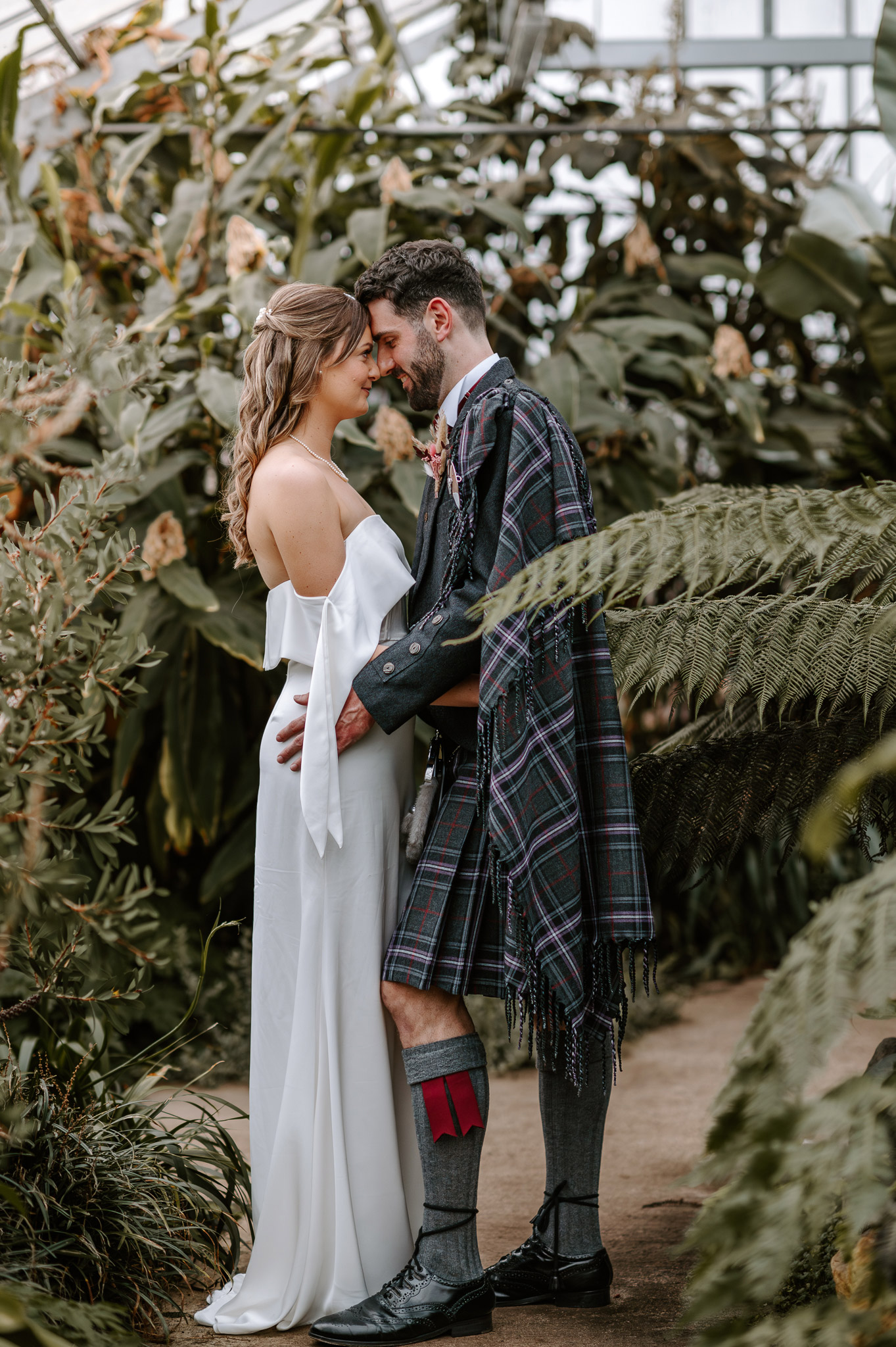 Romantic moments during wedding photoshoot, black and white photography 