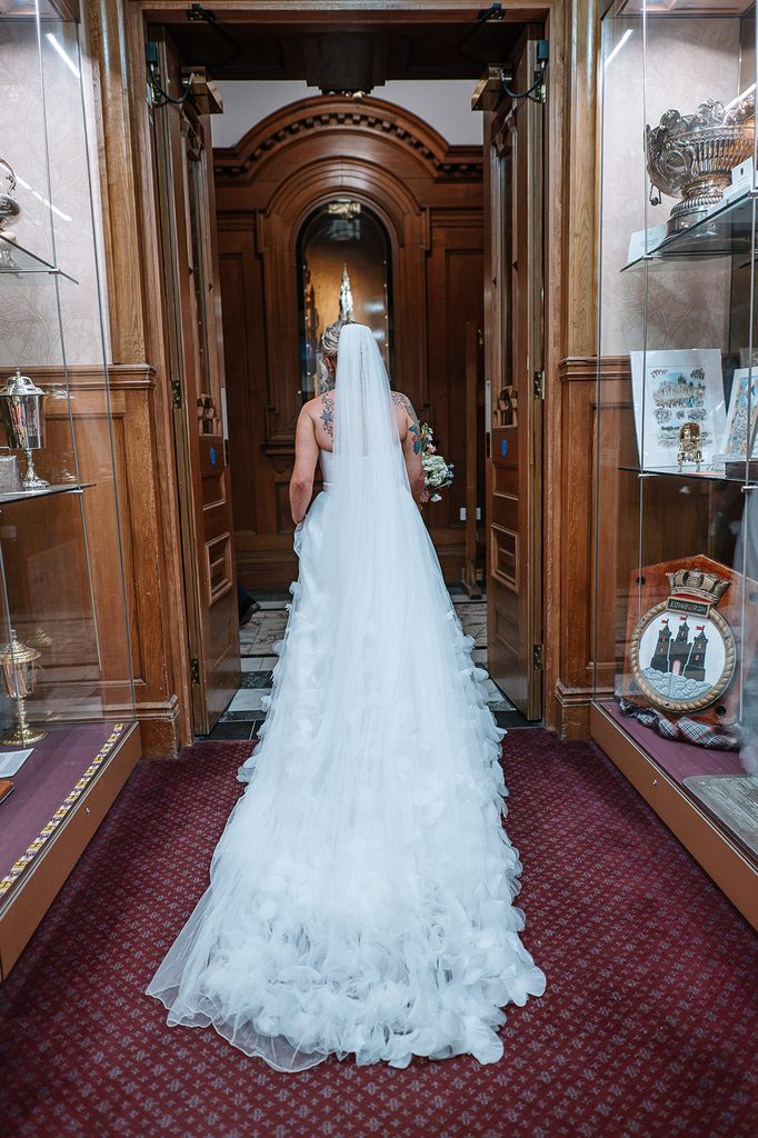 Bride photographed during her wedding day in Edinburgh