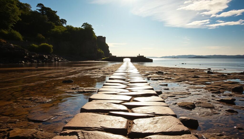 Cramond Island causeway wedding photo spot