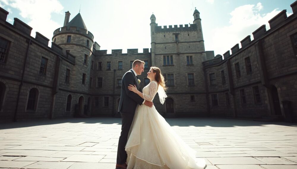 when to take wedding photos at Edinburgh Castle