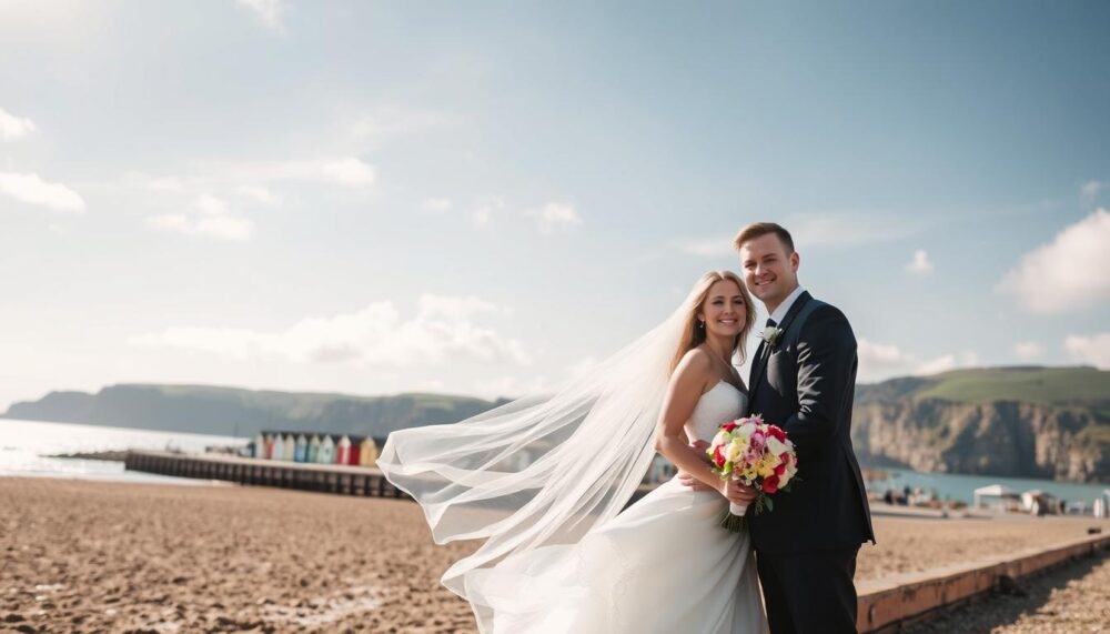 where to capture wedding photos at Portobello Beach