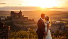 where to take sunset wedding photos in Edinburgh