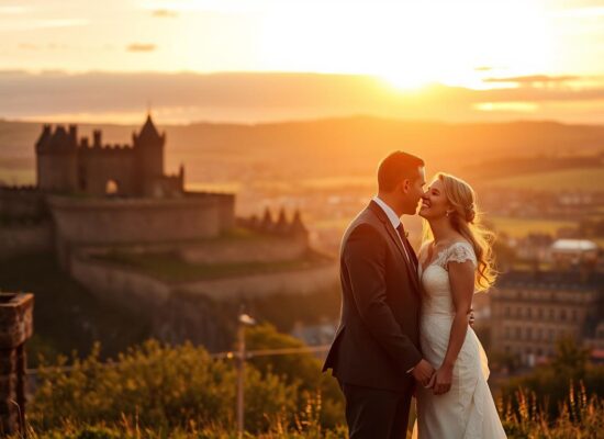 where to take sunset wedding photos in Edinburgh
