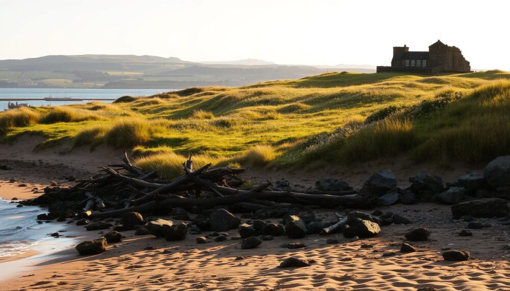 where to take wedding photos at Cramond Beach