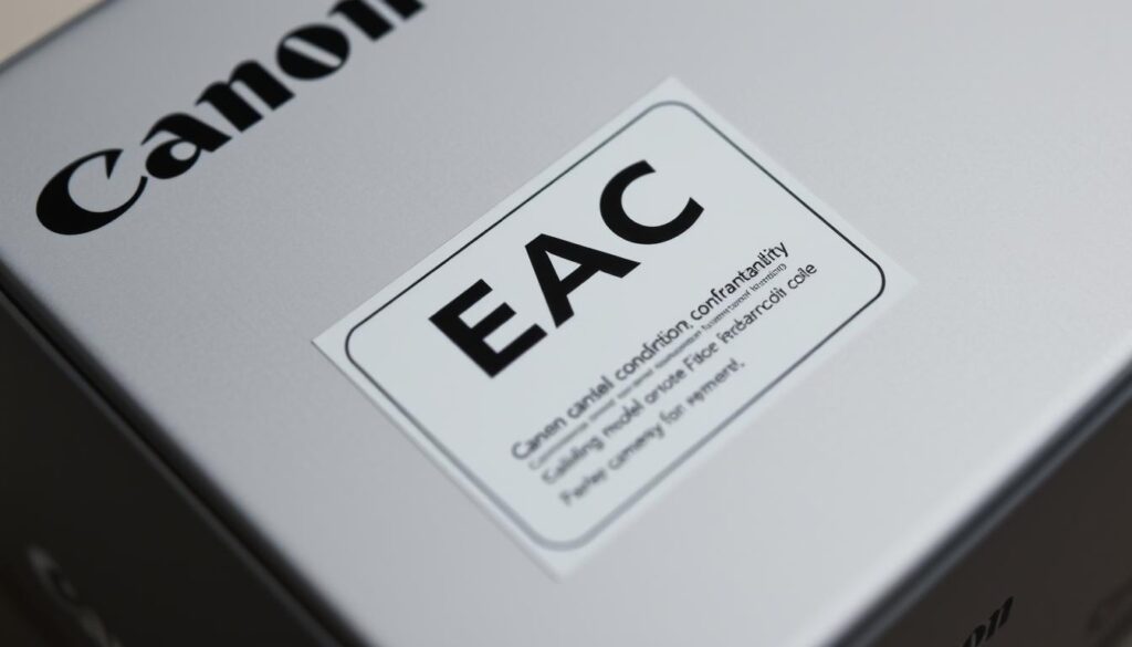 Canon packaging EAC label Canon packaging EAC label