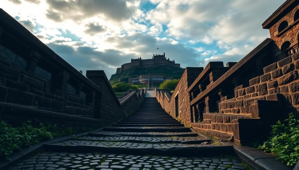 Vennel Steps Edinburgh Castle view