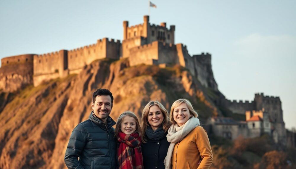 how to get beautiful family portraits at Edinburgh Castle