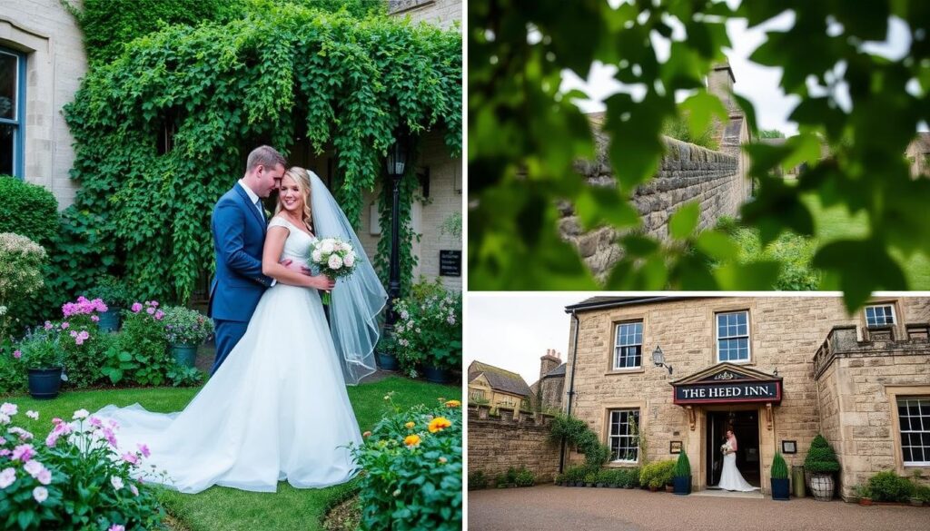 Outdoor wedding photography spots at The Sheep Heid Inn