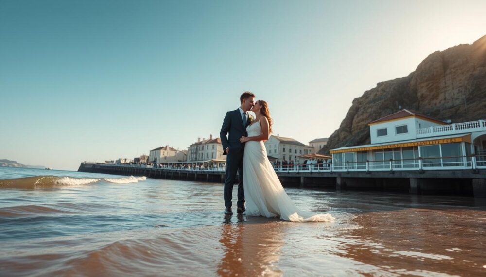 where to take wedding photos at Portobello Beach?