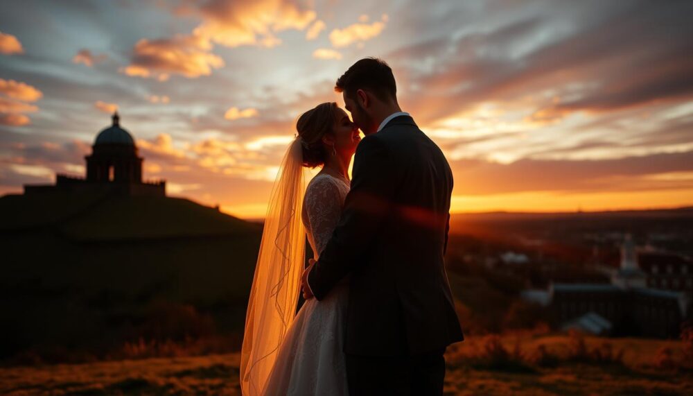 Sunset Wedding Photography on Calton Hill, Edinburgh