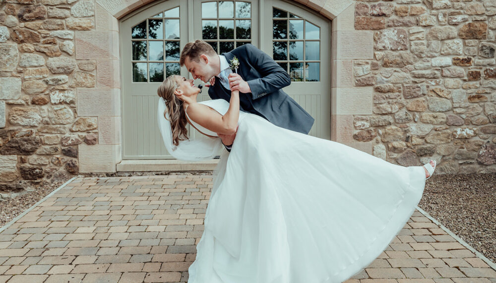 Rosebery Steading wedding photographer capturing Suzy and Phil’s couple portraits