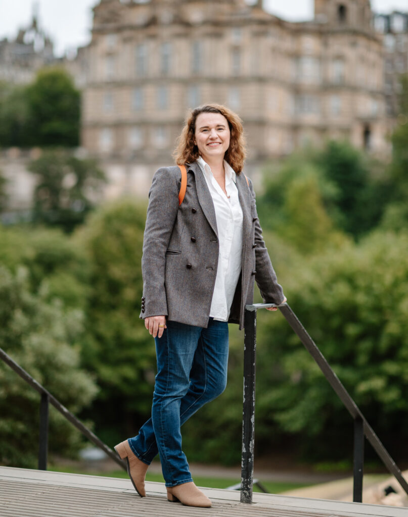 Solo traveller photographed during her vacation in Edinburgh