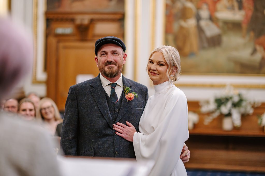 Steph and Keith together after their wedding ceremony at Edinburgh City Chambers